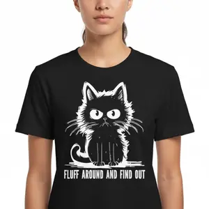 Funny Cat Shirt Fluff Around And Find Out Gifts Men Women T-Shirt "Fluff Around And Find Out" Graphic Tee, Cute Yet Savage Cat Attitude Shirt, Sarcastic Humor Tee for Men Women, Perfect Gift for Cat Lovers