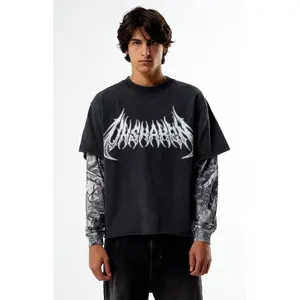 Pacsun Men's Unshaken Cropped Camo 2fer Long Sleeve T-Shirt