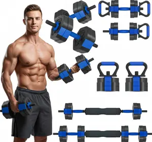 Adjustable Dumbbell Set for Home Gym - Free Weights, Squat Bar & Tire Flipper, Perfect for Men & Women Workouts, Space Saving Design Multifunctional Equipment, 35lbs
