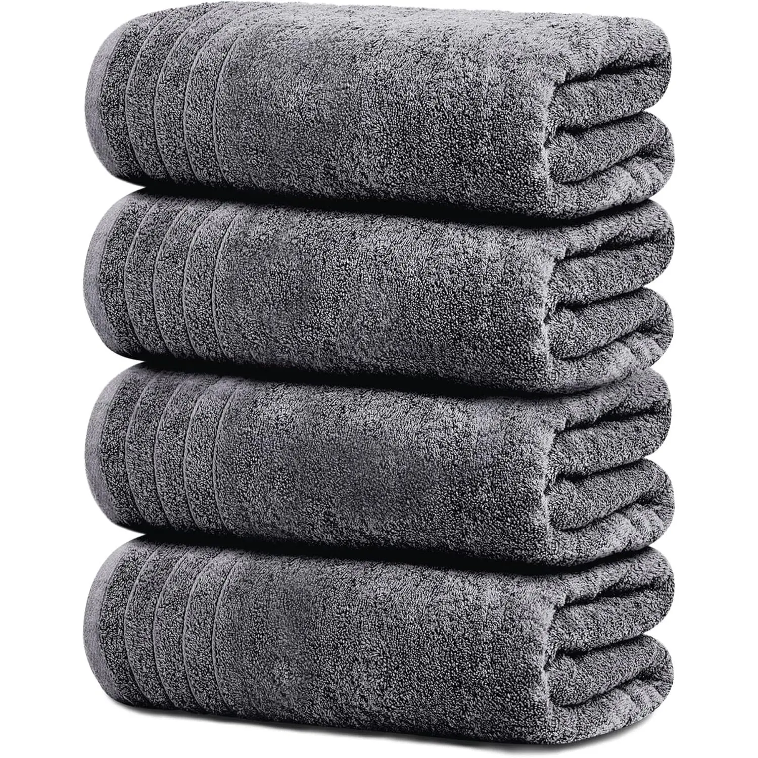 Pack of 4 Extra Large Bath Towels 30 x 60 Inches, 100% Cotton, Larger & Lighter Weight, Quicker to Dry, Super Soft and Absorbent, Perfect for Bathroom, Dark Grey