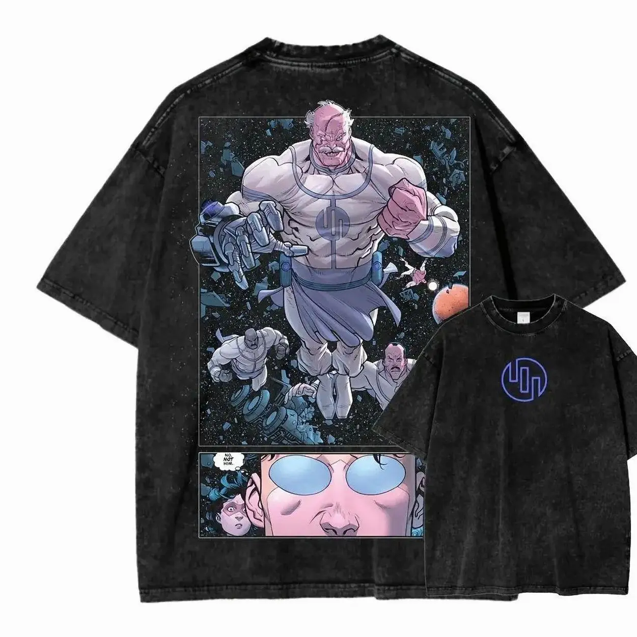 Omni-Man Invincible Vintage Washed T-Shirt Oversized Vintage Anime T-Shirt - Soft Washed Harajuku Casual Graphic Tee for Men Women 90s Graphic American Casual Short Sleeve Tee | Premium Soft Cotton Classic Unisex T-Shirt for Daily, Gym & Streetwear