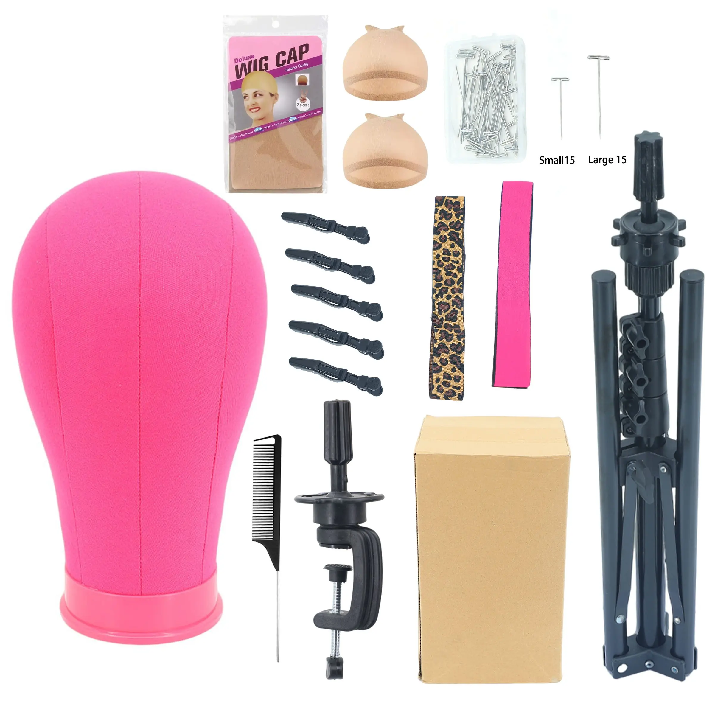 22 Inch Canvas Wig Stand with Adjustable Tripod and Table Clamp, Ideal for Wig Making Display and Styling, Hair Styling Accessories, Wig Tool