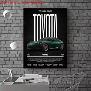 1 Piece/Set frameless canvas painting print poster,Luxury sports car art ，Toyota GR86 Sports Car， a perfect gift for cars loves, ideal gift for bedroom, living room, dorm hallway, kitchen, mural, wall decoration, room decor