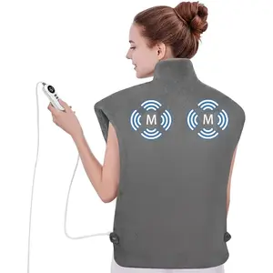 DAILYLIFE Portable Heated Massage Shawl IPX-0, 24 Modes, 6 Heat Settings, 4 Vibration Modes, Auto Off, Machine Washable, Warming Mat, Gifts for Women, Mom, Mother’s Day, FathersDayGift