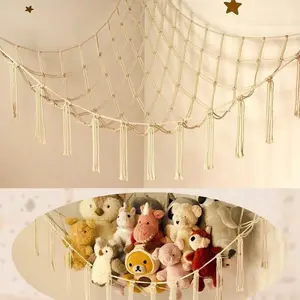 Wall Corner Toy Storage Hanging Net Large Size, Space-Saving Playroom Kidsroom Organizer for Kids' Room, Durable Fabric Material, Easy Installation, Hangable