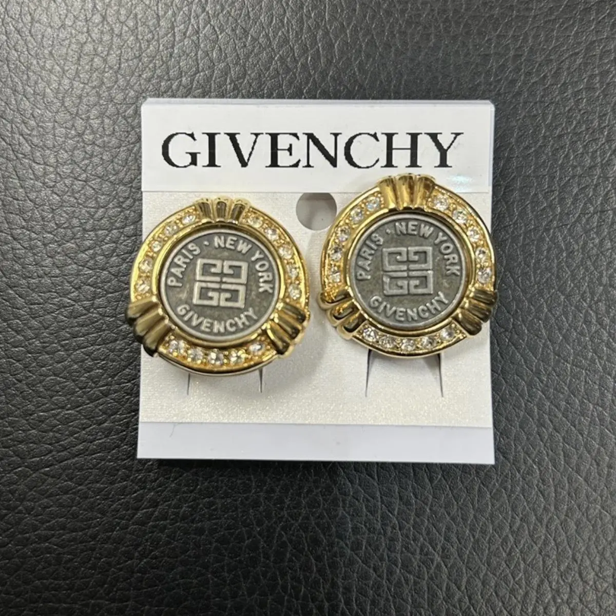 Pre-owned GIVENCHY As Shown Shoulder Bags Vintage 4G Logo Rhinestone Round Clip On Earrings 10264731