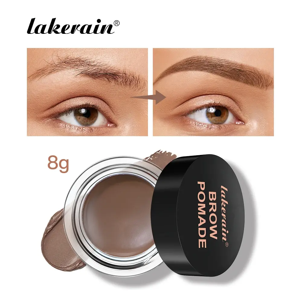 Lakerain Eyebrow Pomade with Dual-Ended Brush, Eyebrow Tinting Cream, Waterproof Eyebrow Creams, Waterproof & Sweatproof Brow Makeup, Brow Enhancer, Fills and Shapes Eyebrow, 6 Shades for All Skin Tone, Eyebrow Cosmetics, Tinted Eyebrow Cream