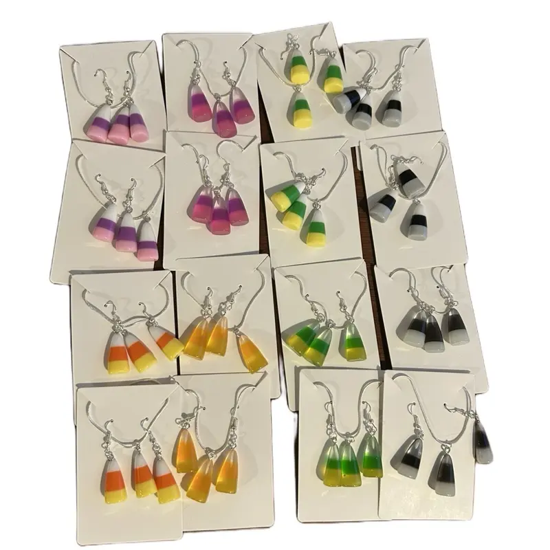 Resin Candy Corn Style Earring and Necklace set- Halloween Jewelry