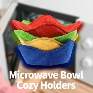 1/4pcs Microwave hot bowl towel pad Kitchen microwave accessories Towel cloth bowl mat Anti scalding bowl rack towel tool