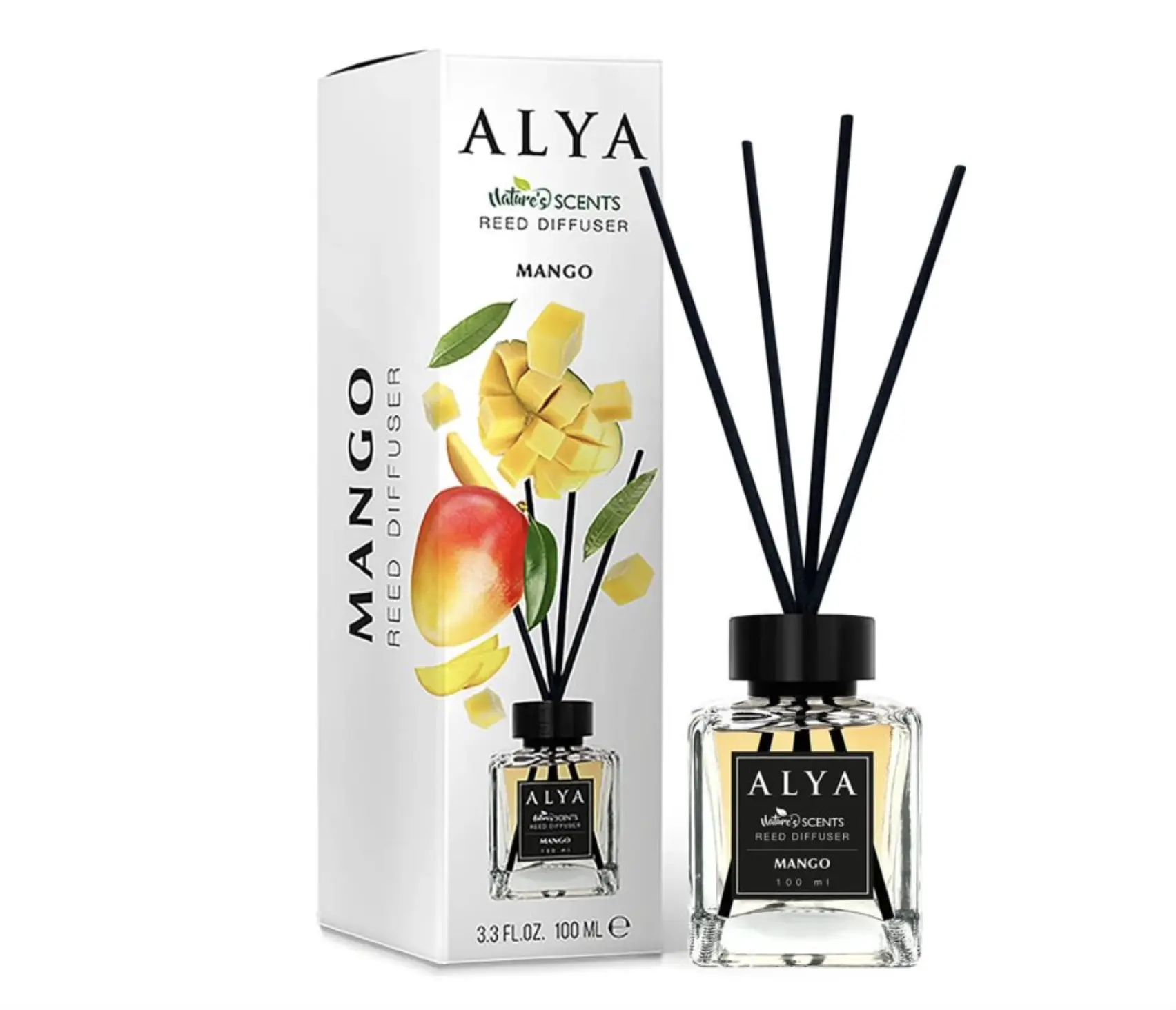 Alya Reed Scented Diffuser Aroma Air Freshener - Long-Lasting Home Fragrance, Reusable Glass Bottle, for Bedroom & Living Room, Gift Box Included