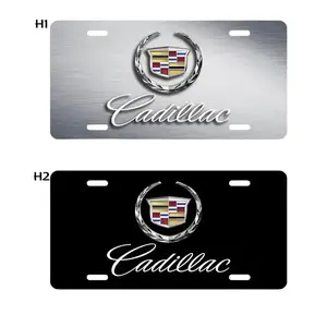 Cadillac Cadi Wreath Inspired Art License Plate - Luxury Crest Logo Vanity Tag - Flat Aluminum Car Plate - 12x6 High-End Auto Decor