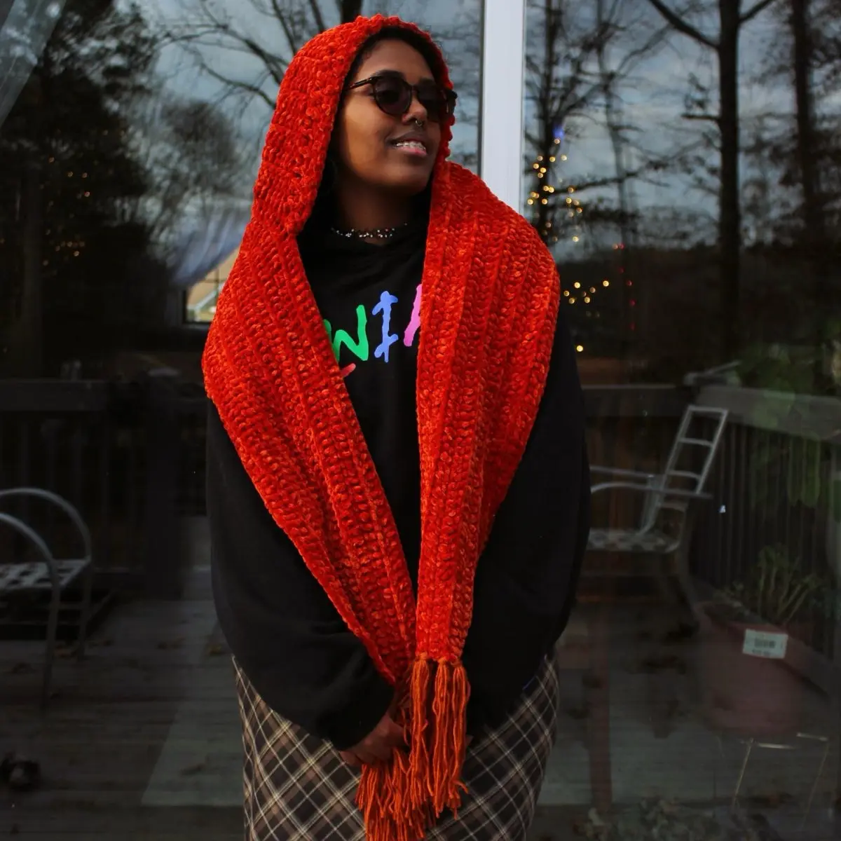 Crochet Hooded Scarf - Soft and Comfortable Design for Cold Weather - Ideal for Layering and Styling