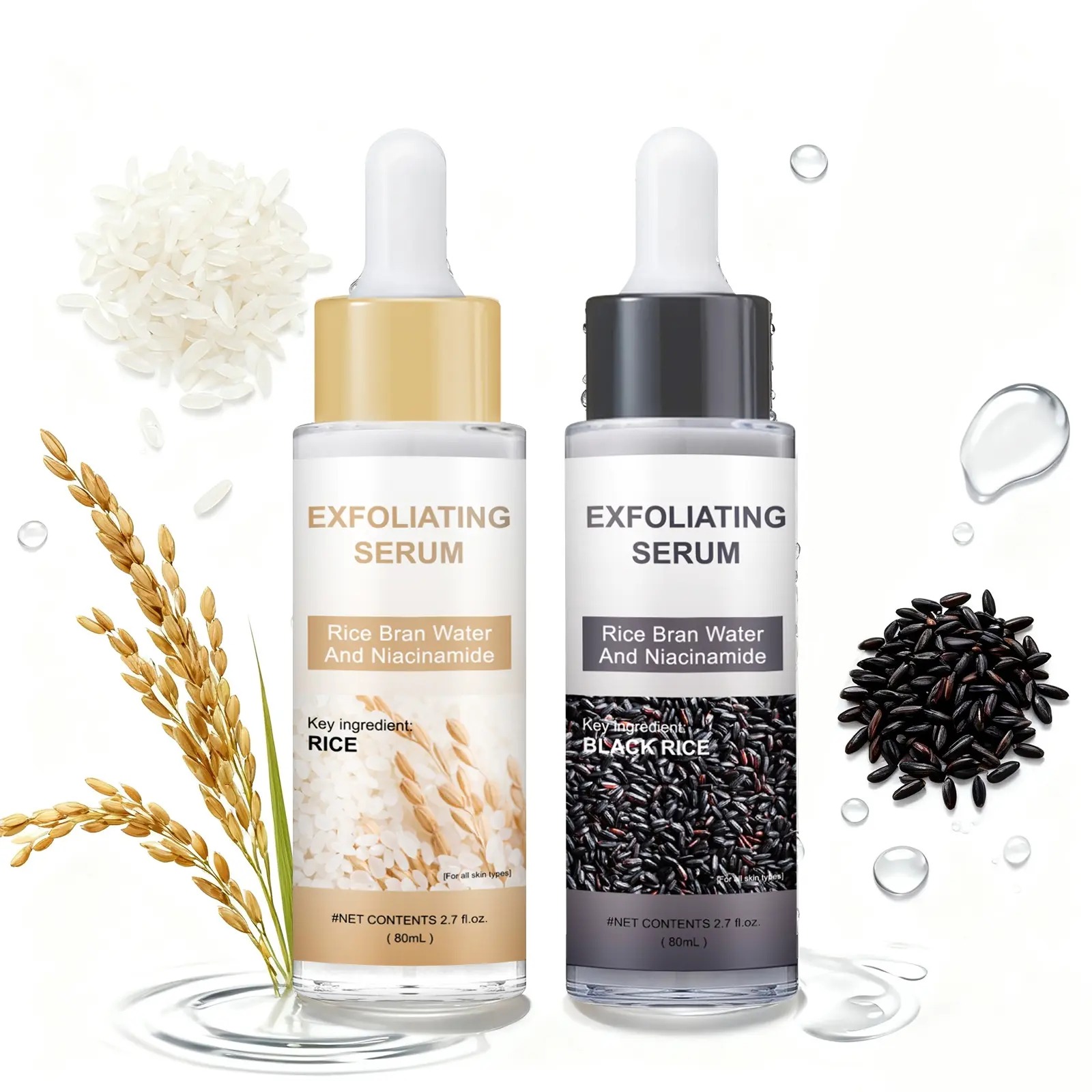 Peel Shot Glow Rice Ampoule Duo, Serums for Brightening, Exfoliating, Moisturizing, Brighten Smooth Skin, Brighten Skin Tones, White & Black Rice Exfoliant Ampoule, Pore-Refining Brightening Skin Routine, Brightening Products