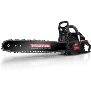 TMAXTOOL 62cc Heavy Duty 20-Inch Gas Chainsaw with Ergonomic Anti-Slip Handle & Durable ABS Construction Perfect for Pruning and Cutting