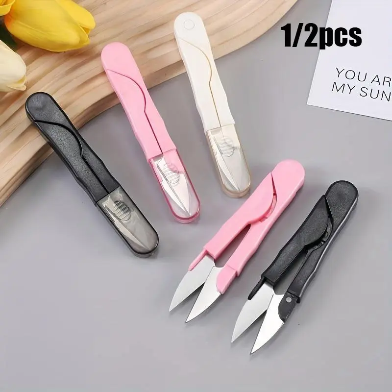 A Set of Scissors with Protective Cover, Comfortable ABS Handle and Sharp Blades Suitable for Sewing, Embroidery, Crafts and Office Tasks - White, Sewing Tools, Sewing Supplies