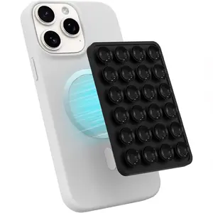 Magnetic Suction Phone Mount for MagSafe Case, Silicone Sticky Phone Grip Holder, Removable Hands-Free Selfie and Video, Equipped with A Magnetic Sheet, Suitable for All Mobile Phones