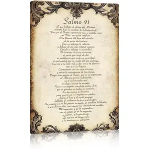 Vintage Metal Psalm 91 Sign 8x12 Inch - Inspirational Bible Verse Aluminum Wall Art for Home, Bedroom, Living Room, Office, Church, Christian Decor, Religious Gift for Believers
