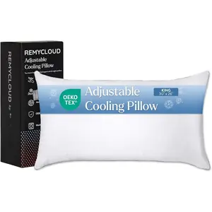 RemyCloud Adjustable Cooling Pillow- Dual-Sided, -Cool Fabric & Breathable  Covers - -Absorbent, Machine Washable Loft with 2 Removable Inserts Each (1,  (U.S. Standard))