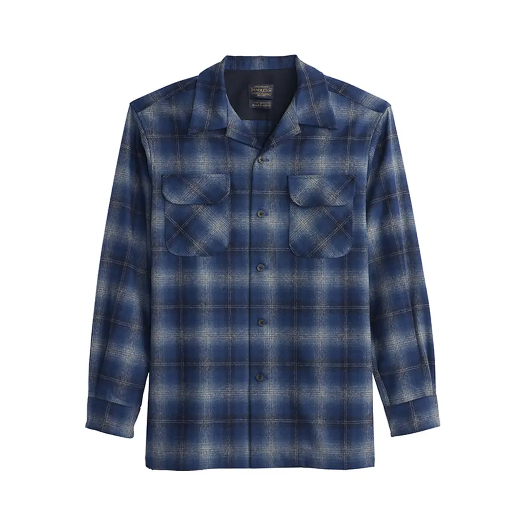 Pendleton Men's Umatilla Wool Board Shirt, a Preppy Wardrobe Staple in Navy Ombre Plaid with Bias-Cut Pockets, Tall Fit, Machine Washable, Wardrobe Staples, Surf Wear, Virgin Wool, Preppy Look, Long Sleeve, Clothes, Tops, Fabric, Fitted