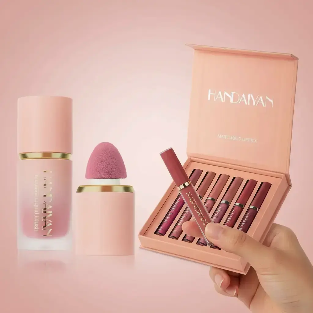 Liquid Blush & Long-lasting Matte Lip Glaze, 1 Count Contour Natural Finish Matte Blush & 6 Counts/set Waterproof Lip Gloss, Suitable for All Occasions Makeup, Lip Products Makeup, Matte Liquid Lipstick