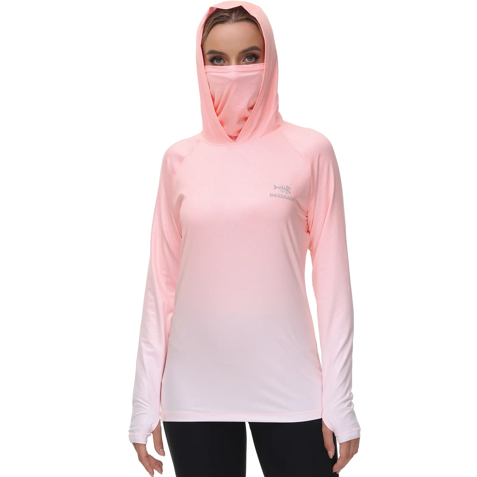 Bassdash UPF 50+ Women's Long Sleeve Fishing Hoodie Shirt With Face Mask Thumb Holes FS23W
