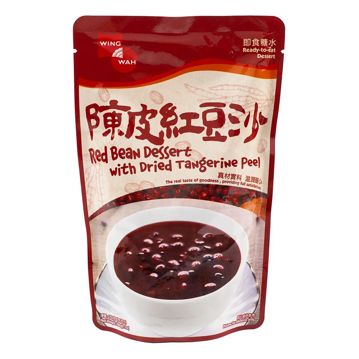 Wing Wah Red Bean & Dried Tangerine Peel Dessert, 9.1 oz - Ambient, Nutritious, Fiber-Rich, Iron-Infused Quick & Easy Dessert with Antioxidants for Balanced Blood Sugar Levels