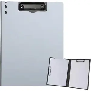 Plastic Clipboard - Standard A4 Letter Size with Double Metal Clip, Grey Color, 12.5 x 9.5 Inches, Suitable for Office Workers, Students, and Teachers