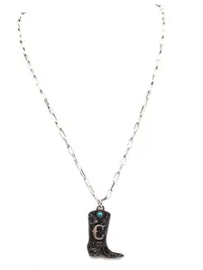 Western Cowboy Boots Turquoise Initial Necklace: C
