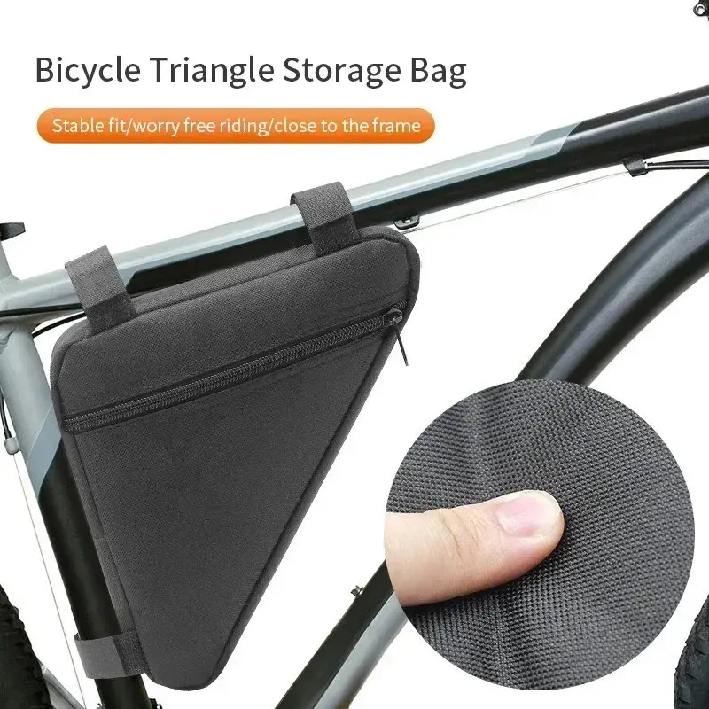 Quick Release Bike Triangle Frame Bag - Durable Oxford Cloth, Adjustable Straps, Convenient Bicycle Storage & Easy Riding Access, Black, Cycling Storage|Sleek Black Bag|Secure Zipper Closure, Bike Racks for Bicycles, Bike Accessories, Bike Gear