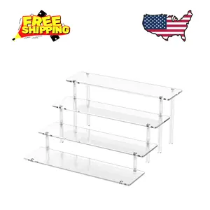 4 Tier Acrylic Display Risers, Clear Perfume Organizer Stand, Large