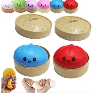 Kawaii Squishies Stress-Relief Squeeze Toy - Hand-Moldable Soft Rubber Venting Bun Keychain Gadget