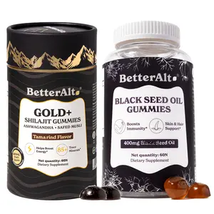 BetterAlt GOLD+ Shilajit Gummies + Black Seed Oil Gummies (400mg) | 60 Gummies each