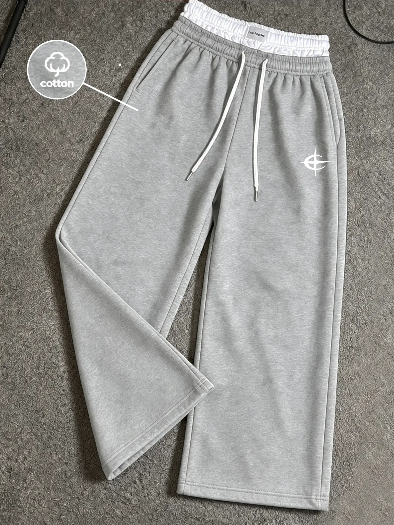 Men's Baggy Cotton Sweatpants with Star Cross Graphic Print, Wide Leg Streetwear Joggers for Tall Men, Dual Waistband Lounge Pants, Pattern Print, Baggy Sweatpants, Men's Baggy Sweatpants