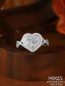 Large Heart Zircon Ring, Statement Rings, Sparkling Heart Main Stone, Romantic Proposal Engagement Jewelry, Bridal Engagement Ring, Elegant Ring, Perfect for Wedding & Party