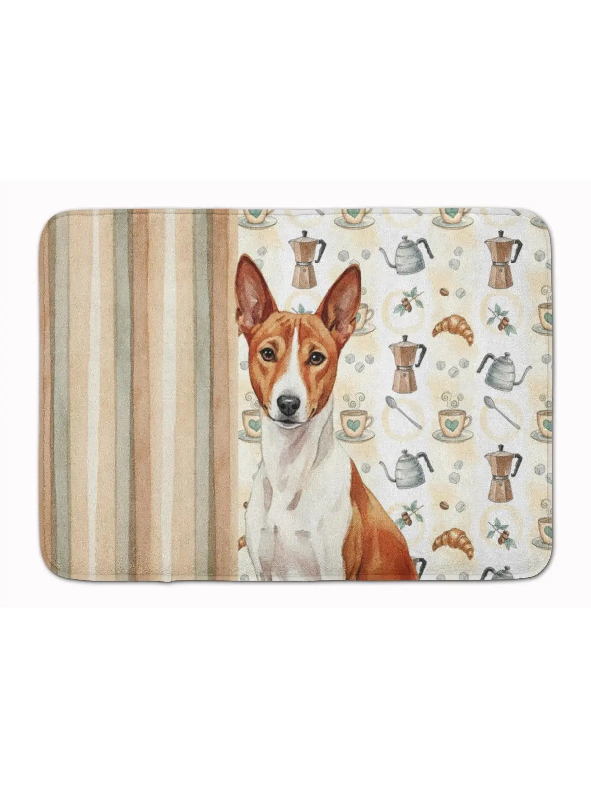 Carolines Treasures WDK7294RUG 19x27 in. Red & White Basenji Animal-Inspired Art-Themed Dual-Colored Cozy Cushioned Coffee Bar Memory Foam Kitchen Rug, Animal-Inspired Kitchen Rugs, Art-Themed Kitchen Rugs