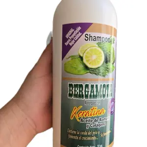Bergamota Shampoo with Keratin Collagen for Balance Hydration & Hair Growth Reforzado con Keratina Aceite de Romero y Colageno