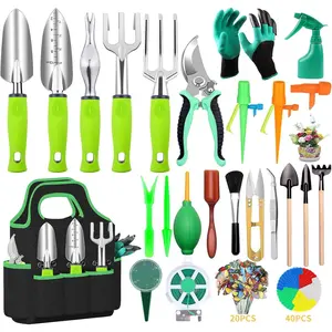 84-piece gardening tool set, including 10 succulent plant gardening tools, 6 large heavy-duty aluminum gardening hand tools, and comes with a gardening tool bag, gloves, sprayer, etc.A gardening gift suitable for both men and women