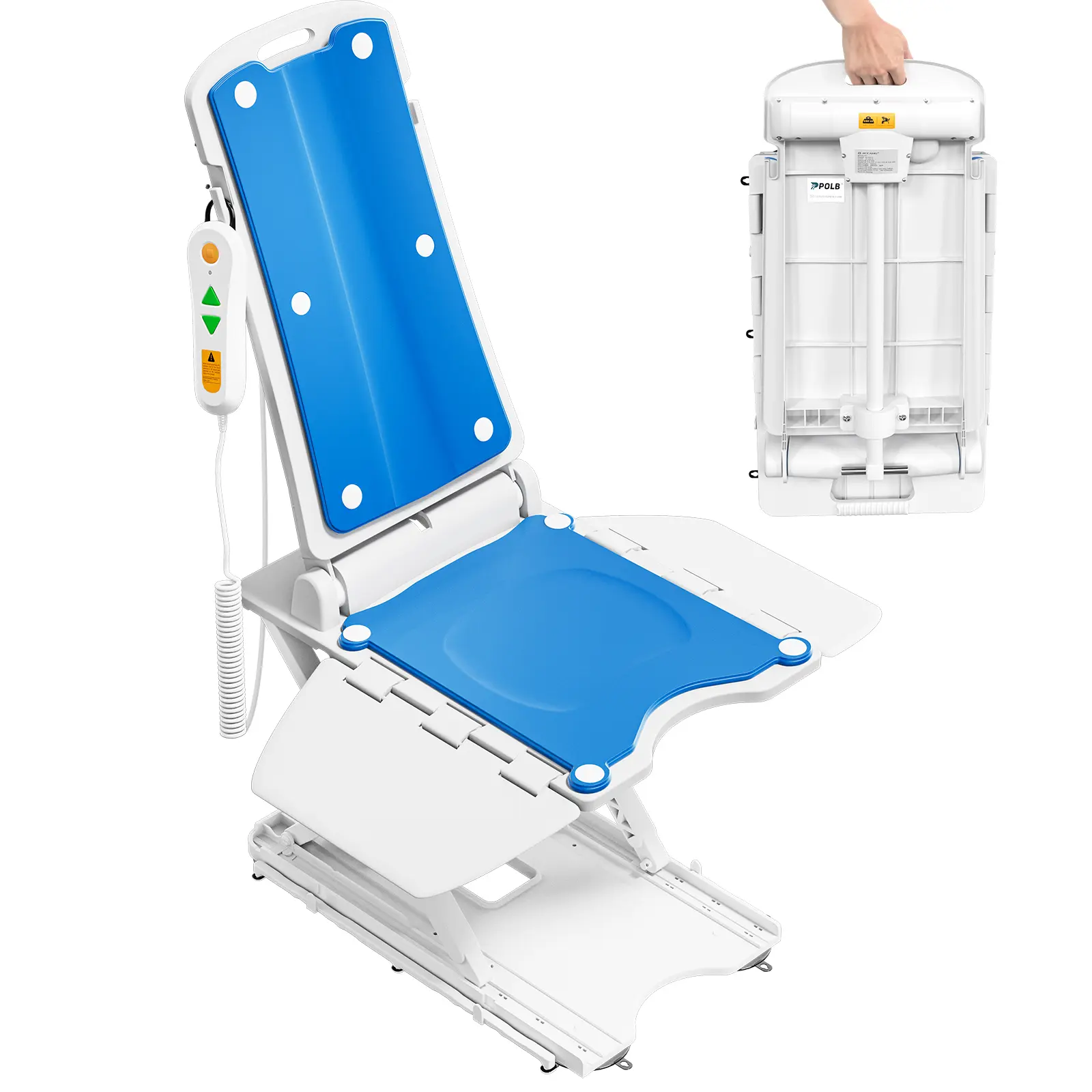 Support Up to 308 LB, IPX8 Waterproof Bath Lift, Foldable & Wireless Rechargeable Design, Quick-Rise Assist for Elderly & Disabled