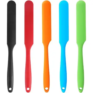 5 Pack Candy Colored Silicone Scraper High Temperature Resistant for Cake Cream Mixing Integrated Spatula Bakeware