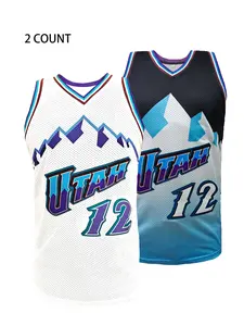 KTYSDE Utah #12 John Stockton Vintage Embroidered Basketball Jersey | Men's Retro Mesh Classic Fan Jersey for Sports & Collection Training Jersey