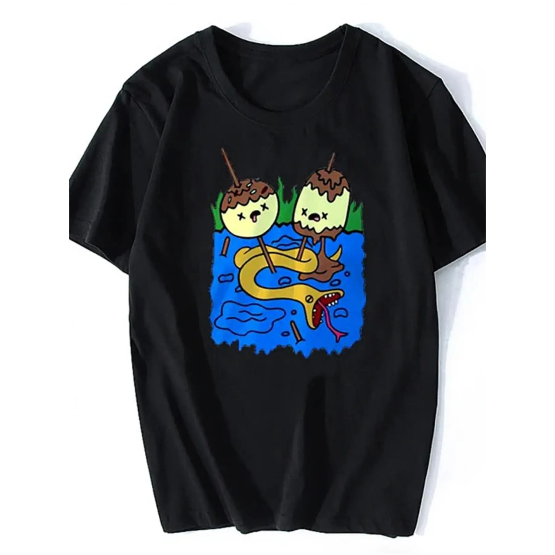 Men's Rock Style Cotton Graphic T-Shirt - Round Neck Short Sleeve, Adventure Time Marceline Character Print, Casual Streetwear Funny Gift