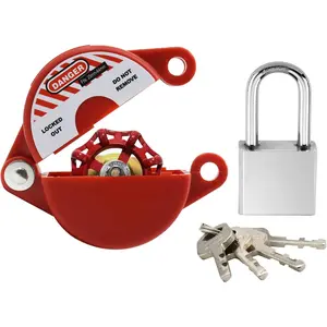 Gate Valve Lockout Device with Safety Padlock – OSHA-Compliant Lockout Kit for Outdoor Faucets, Water Spigots, and Propane Tanks (Fits 1 to 2.5-Inch Valve Handles)