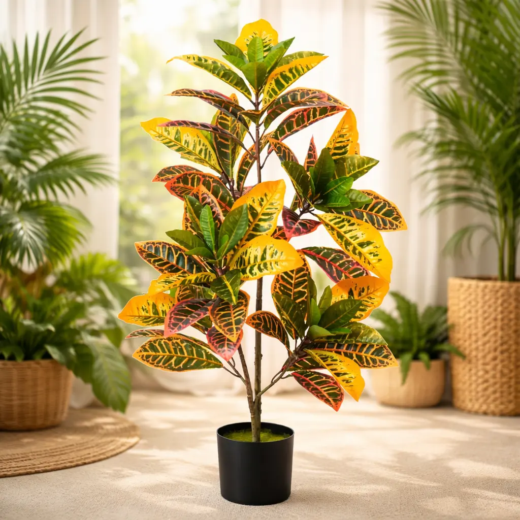 3-foot indoor and outdoor universal UV protection simulation variable leaf wood potted plant