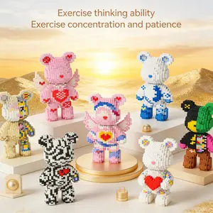 Multicolor Surprise Gift Bear 3D Puzzle Building Blocks Decoration, Home Office Bookshelf Decor, Party Living Room TV Stand Display