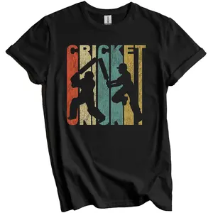 Retro Cricket Distressed Vintage Style Sports T-Shirt - Cricket Player Shirt