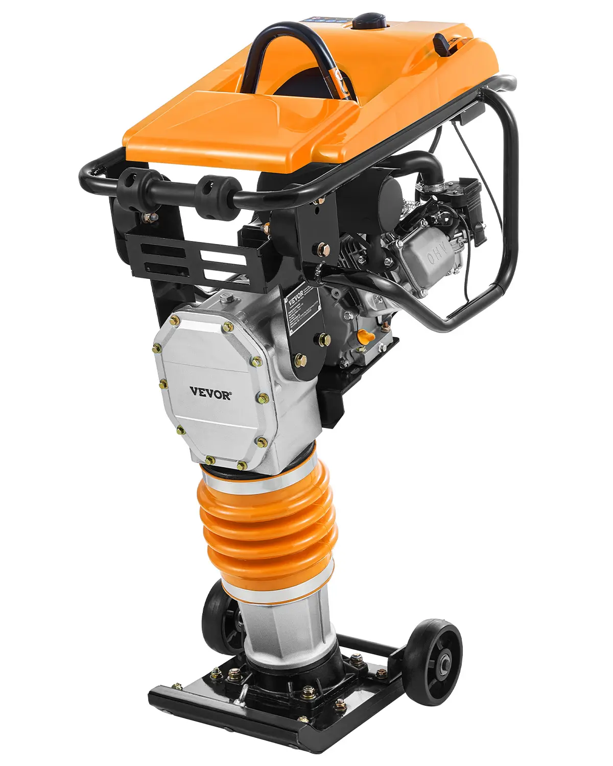 【SummerFinds】VEVOR Jumping Jack Compactor, 6.5 HP 196 cc Heavy Duty High Power Fuel-Powered Vibratory Rammer Tamper, 3600 lbs Impact Force, 26" Max Compaction Depth, for Soil, Gravel, Foundations, Heavy Duty Motor, High Power Motor