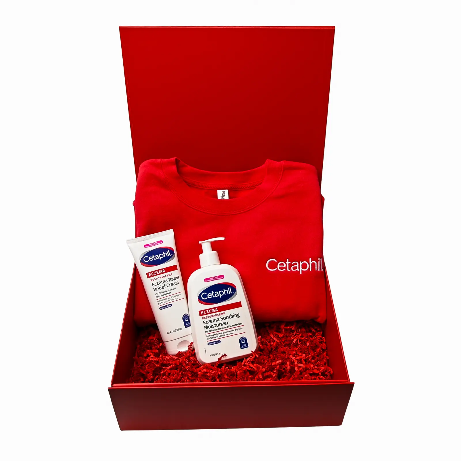 Limited Edition Cetaphil Eczema Kit – Eczema Rapid Relief Cream & Eczema Soothing Moisturizer with Exclusive Cetaphil Sweatshirt Skin Care Sets Hydrate