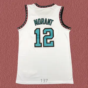 Ja Morant Men's Classic-Design Sleeveless stitched Basketball Jerseys White shirt