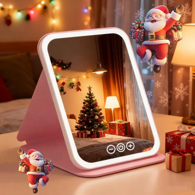 Rechargeable LED-illuminated cosmetic mirror, Lighted Mirror, with three light modes, touch function, adjustable brightness, USB power cable, portable design, Ideal Gift for Women, Christmas, New Year & Winter Gift, Stocking Stuffer