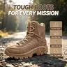 5.AA Unisex High-Top Lace-Up Tactical Combat Boots - Lightweight, Breathable, Non-Slip, Flexible, Above-the-Ankle Below-Knee Outdoor Footwear with Rubber Sole, Mesh Synthetics, Faux Leather Laces, Removable Insole, Secure Zip for Hiking, Cycling